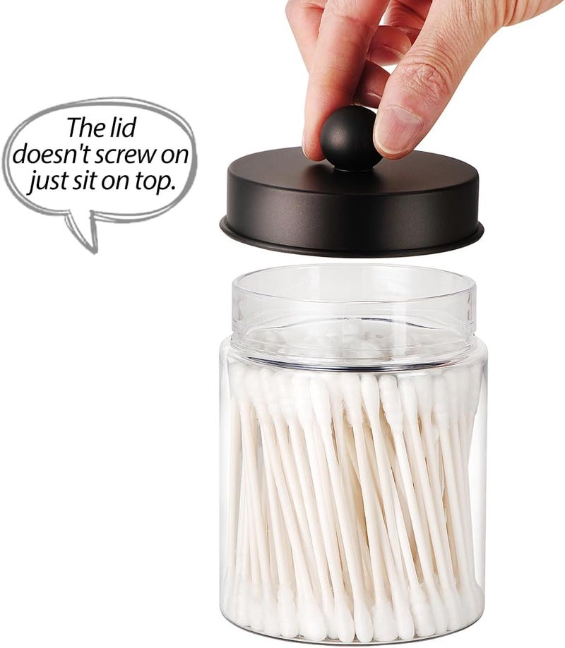 Komashr 3PC Farmhouse Decor Qtip Holder Apothecary Jars Bathroom Vanity Storage Organizer -Countertop Canister Container &Cute Stickers for Cotton Swab, Ball,Pad,Floss ,Paper Clips (Bronze,Plastic) - Image 3
